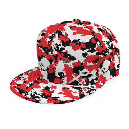Red White And Black Digital Camo Print Snapback Cap