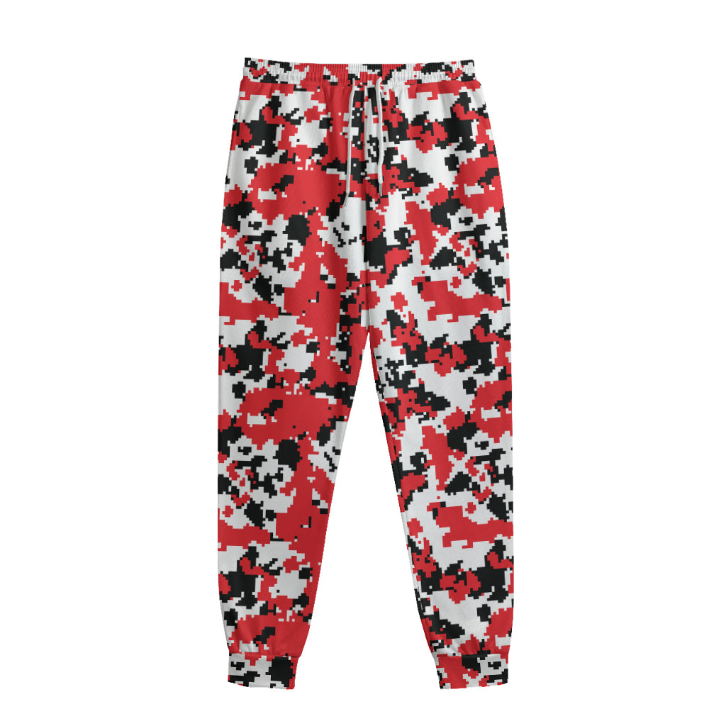 Red White And Black Digital Camo Print Sweatpants