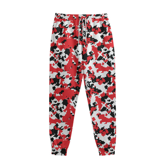 Red White And Black Digital Camo Print Sweatpants