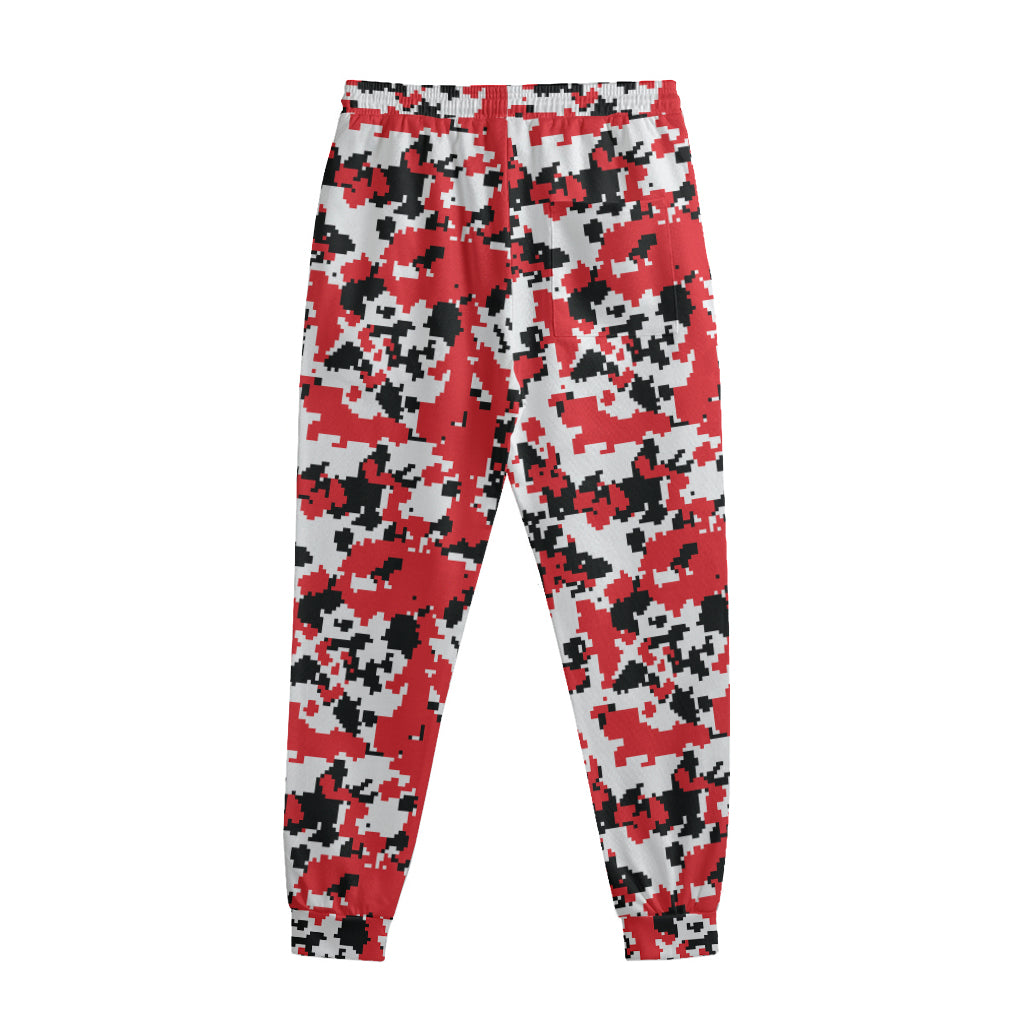 Red White And Black Digital Camo Print Sweatpants