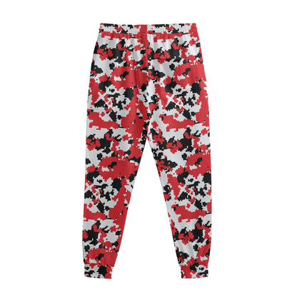 Red White And Black Digital Camo Print Sweatpants