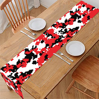 Red White And Black Digital Camo Print Table Runner