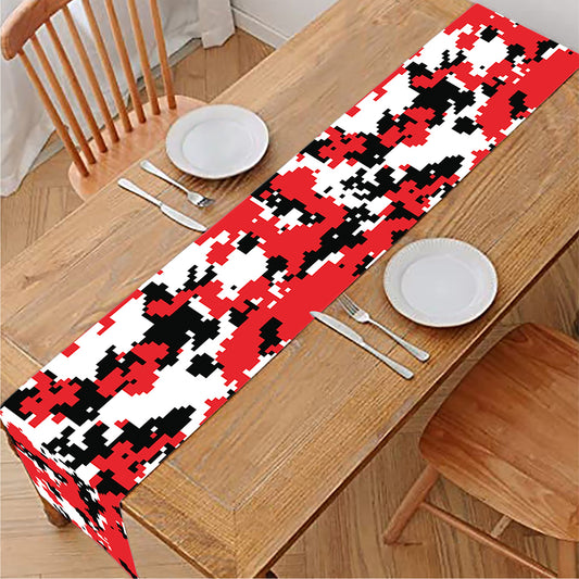 Red White And Black Digital Camo Print Table Runner