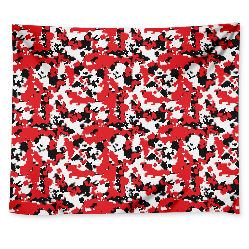 Red White And Black Digital Camo Print Tapestry