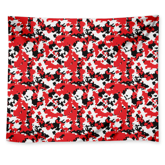 Red White And Black Digital Camo Print Tapestry