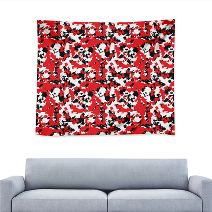 Red White And Black Digital Camo Print Tapestry