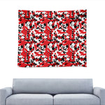 Red White And Black Digital Camo Print Tapestry