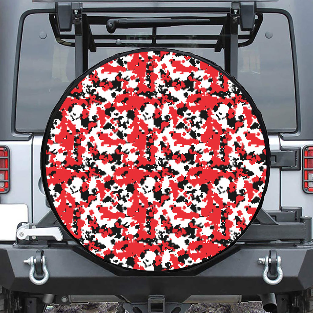 Red White And Black Digital Camo Print Tire Cover