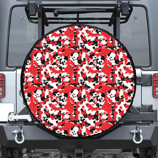 Red White And Black Digital Camo Print Tire Cover