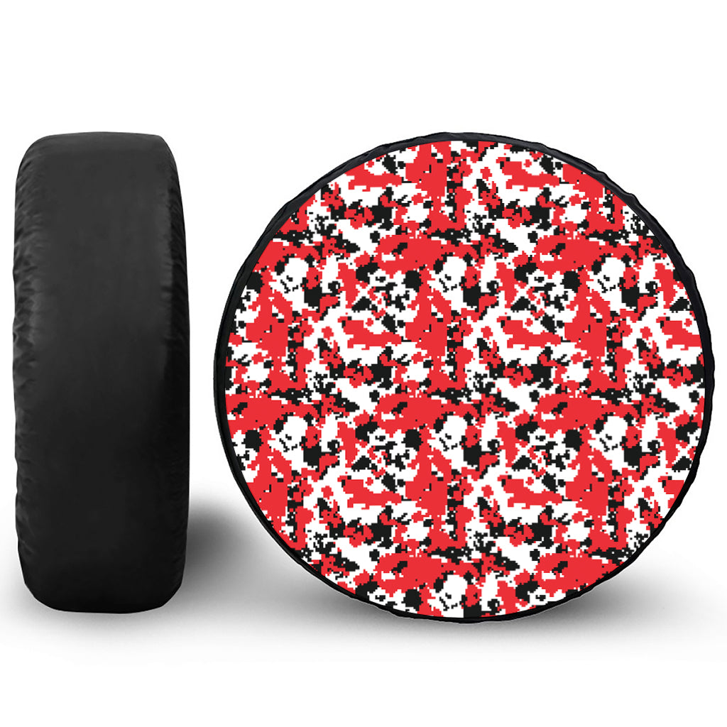 Red White And Black Digital Camo Print Tire Cover