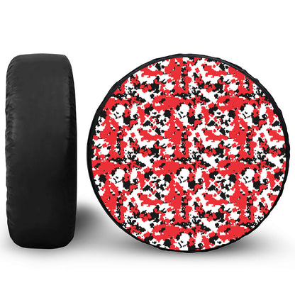 Red White And Black Digital Camo Print Tire Cover