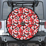 Red White And Black Digital Camo Print Tire Cover With Camera Hole
