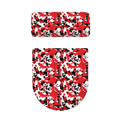 Red White And Black Digital Camo Print Toilet Lid And Tank Cover Set