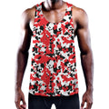 Red White And Black Digital Camo Print Men's Workout Tank Top