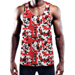 Red White And Black Digital Camo Print Training Tank Top