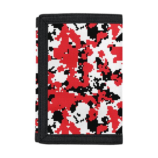 Red White And Black Digital Camo Print Trifold Wallet