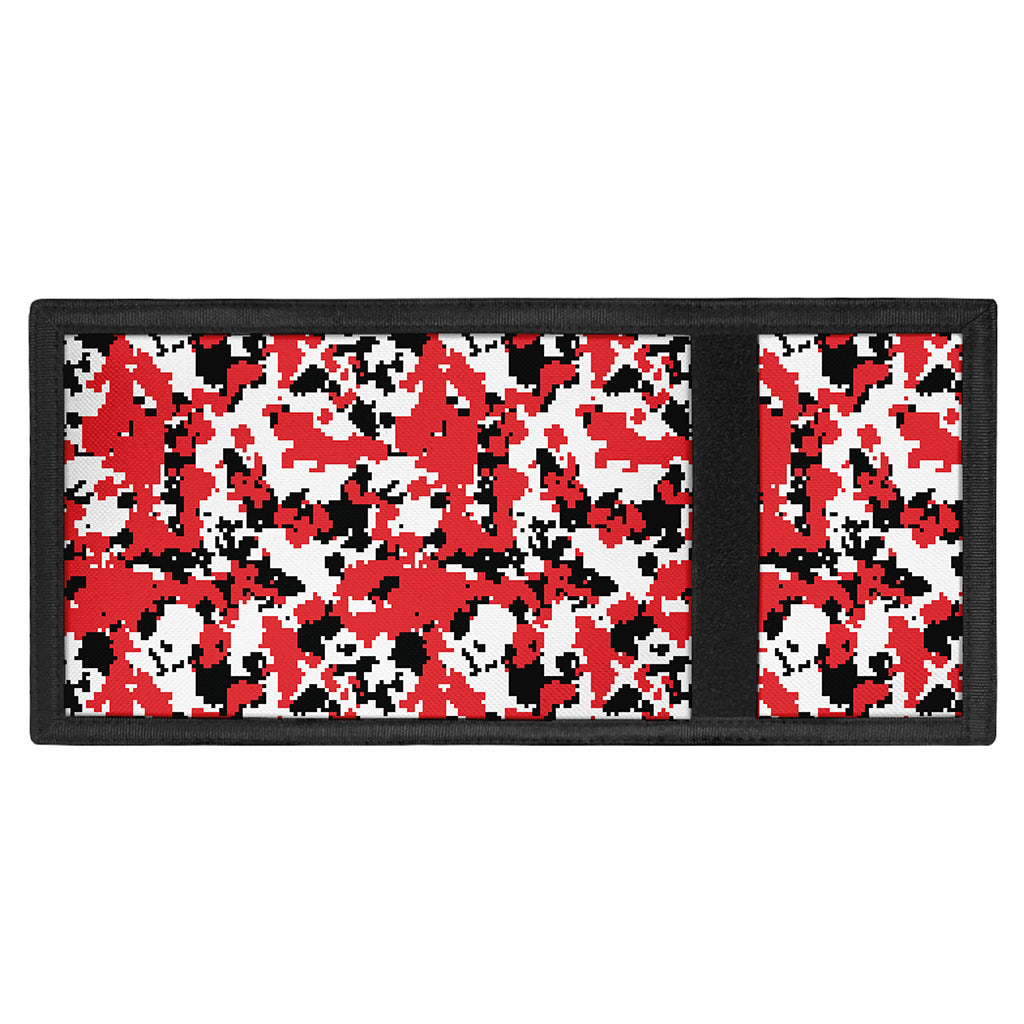 Red White And Black Digital Camo Print Trifold Wallet