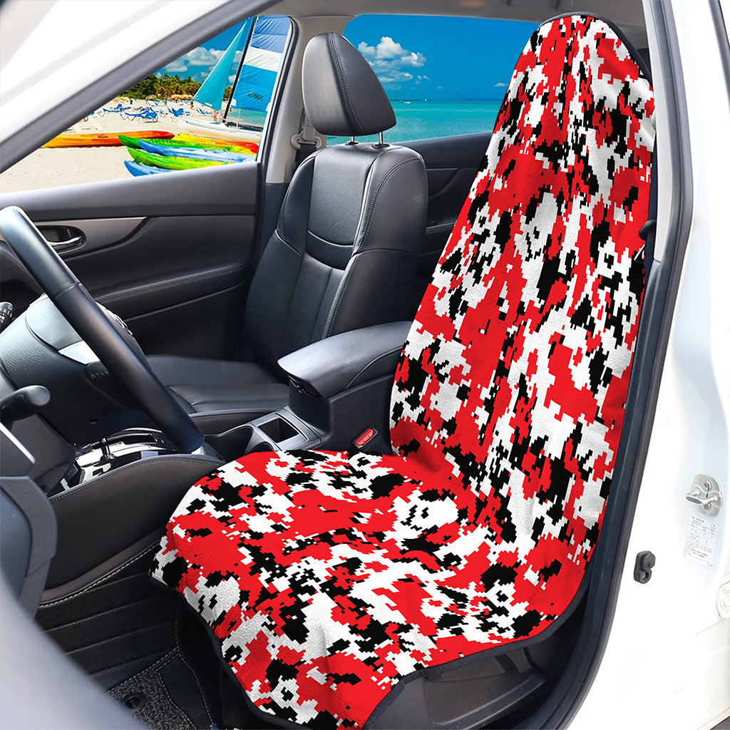 Red White And Black Digital Camo Print Waterproof Car Seat Cover