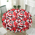 Red White And Black Digital Camo Print Waterproof Round Tablecloth