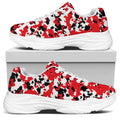 Red White And Black Digital Camo Print White Chunky Shoes
