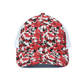 Red White And Black Digital Camo Print White Mesh Trucker Hat