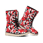 Red White And Black Digital Camo Print Winter Boots