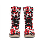 Red White And Black Digital Camo Print Winter Boots