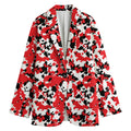 Red White And Black Digital Camo Print Women's Cotton Blazer