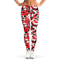 Red White And Black Digital Camo Print Women's Leggings