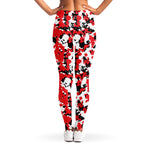 Red White And Black Digital Camo Print Women's Leggings