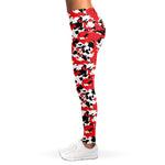 Red White And Black Digital Camo Print Women's Leggings