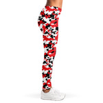 Red White And Black Digital Camo Print Women's Leggings