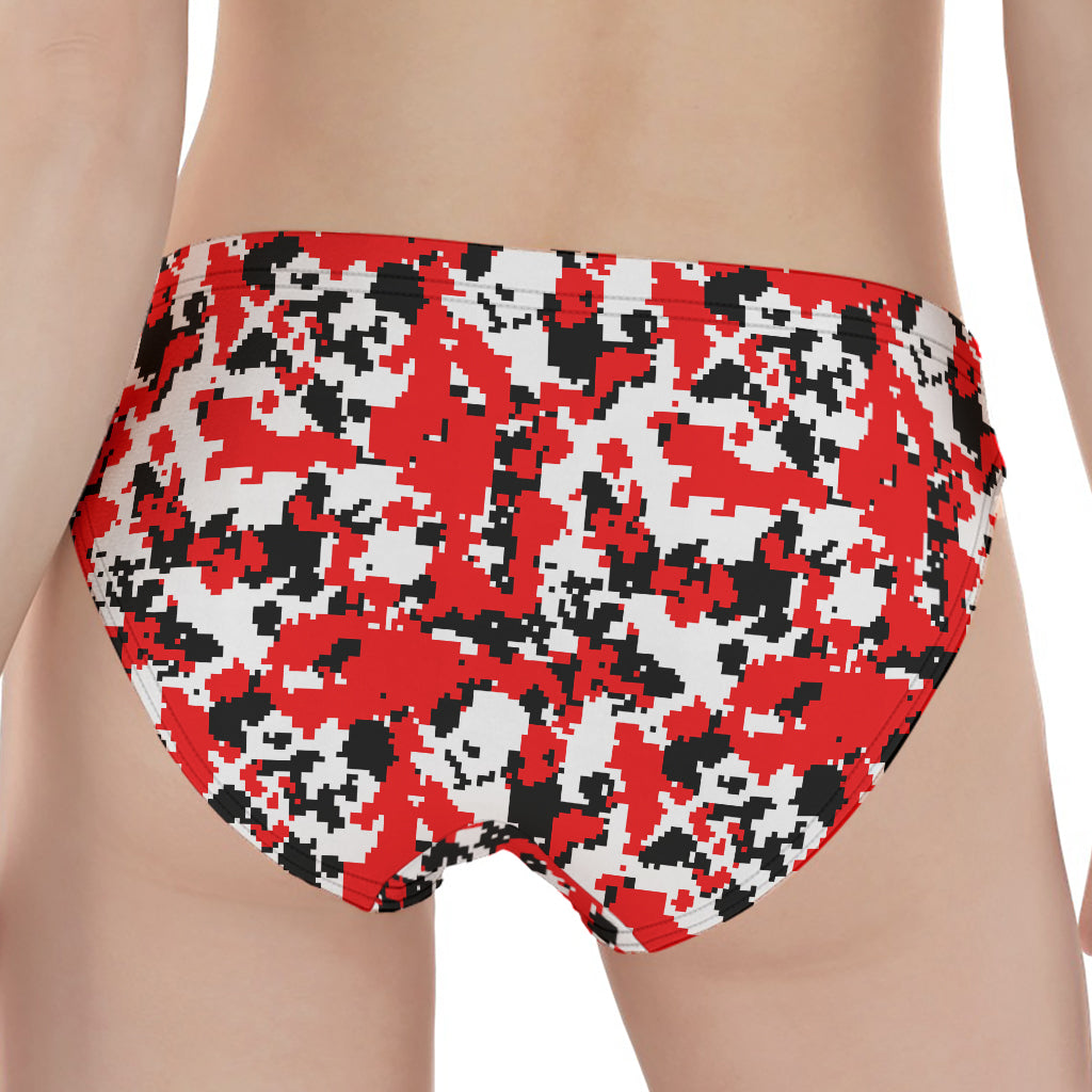 Red White And Black Digital Camo Print Women's Panties