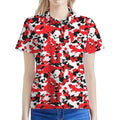 Red White And Black Digital Camo Print Women's Polo Shirt