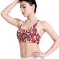 Red White And Black Digital Camo Print Women's Sports Bra