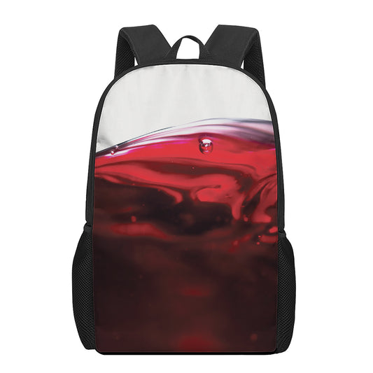 Red Wine Print 17 Inch Backpack