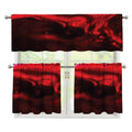Red Wine Print 3 Piece Kitchen Curtains