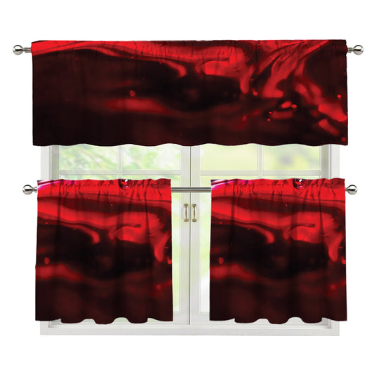 Red Wine Print 3 Piece Kitchen Curtains