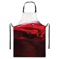 Red Wine Print Bib Apron With Pocket
