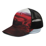Red Wine Print Black Mesh Trucker Cap