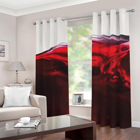 Red Wine Print Blackout Grommet Curtains