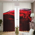 Red Wine Print Dimout Pencil Pleat Curtains