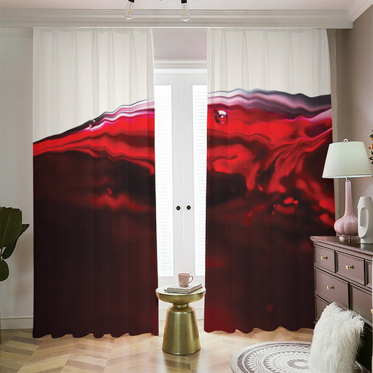 Red Wine Print Blackout Pencil Pleat Curtains