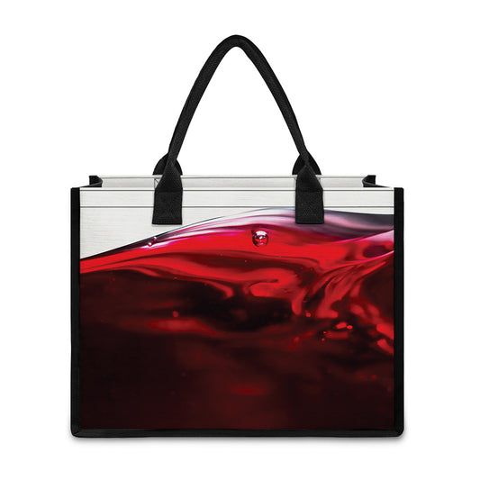 Red Wine Print Canvas Tote Bag
