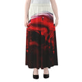 Red Wine Print Chiffon Maxi Skirt