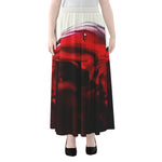 Red Wine Print Chiffon Maxi Skirt