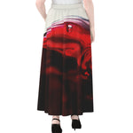 Red Wine Print Chiffon Maxi Skirt