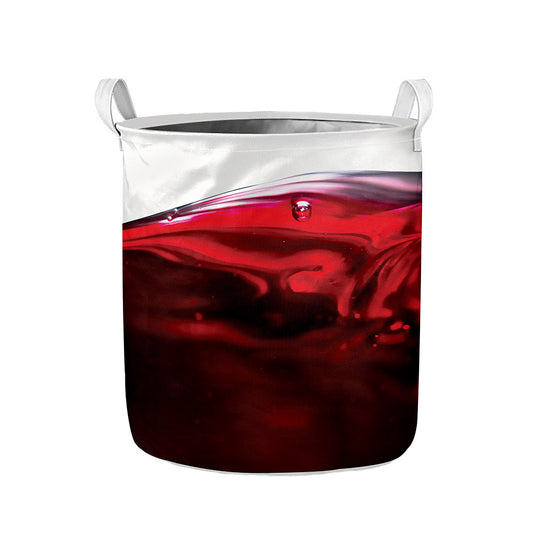 Red Wine Print Collapsible Laundry Basket
