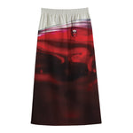 Red Wine Print Cotton Front Slit Maxi Skirt