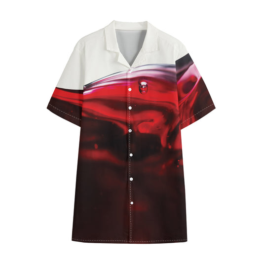 Red Wine Print Cotton Hawaiian Shirt